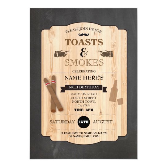 Toasts & Smokes Cigar Birthday Party 40th Invite