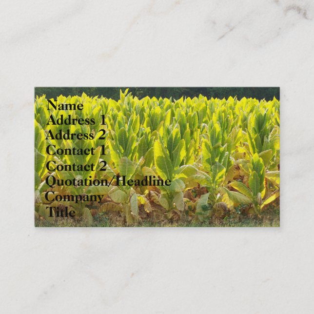 Tobacco Business Card (Front)