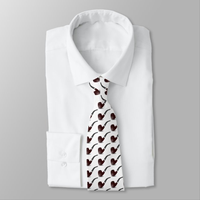 Tobacco pipe for smokers. White background. Tie (Tied)