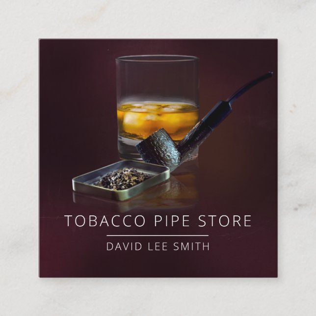 Tobacco Pipe Store Square Business Card (Front)