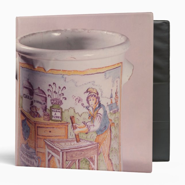 Tobacco pot depicting a tobacconist binder (Front/Inside)