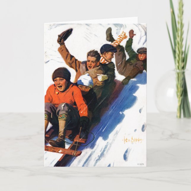 Tobagganing Holiday Card (Front)