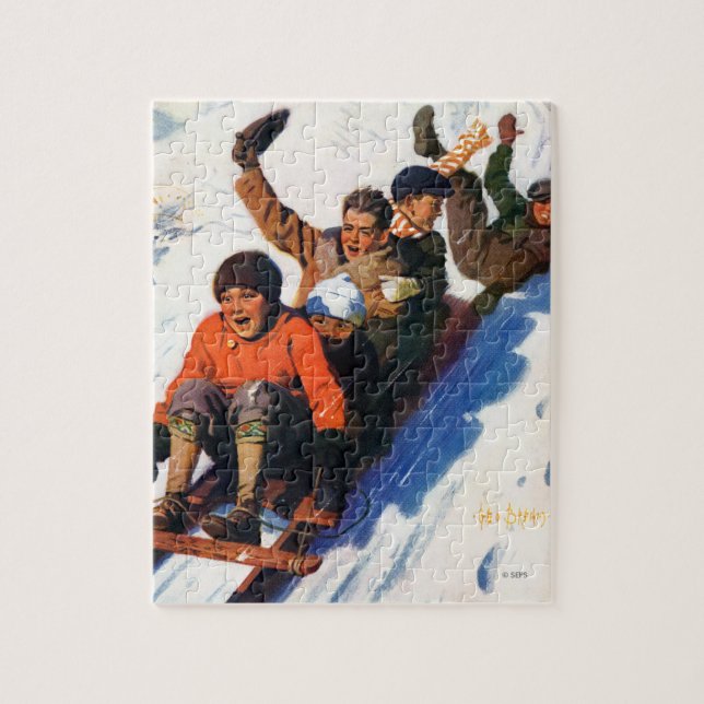 Tobagganing Jigsaw Puzzle (Vertical)