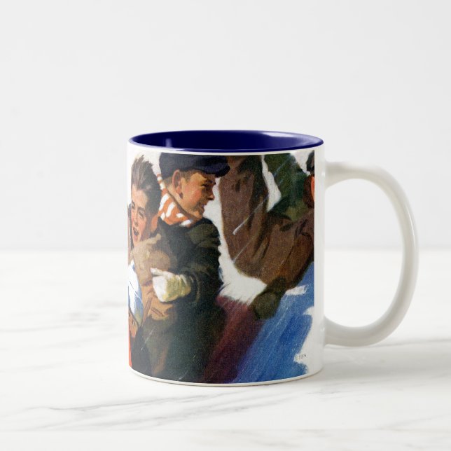 Tobagganing Two-Tone Coffee Mug (Right)