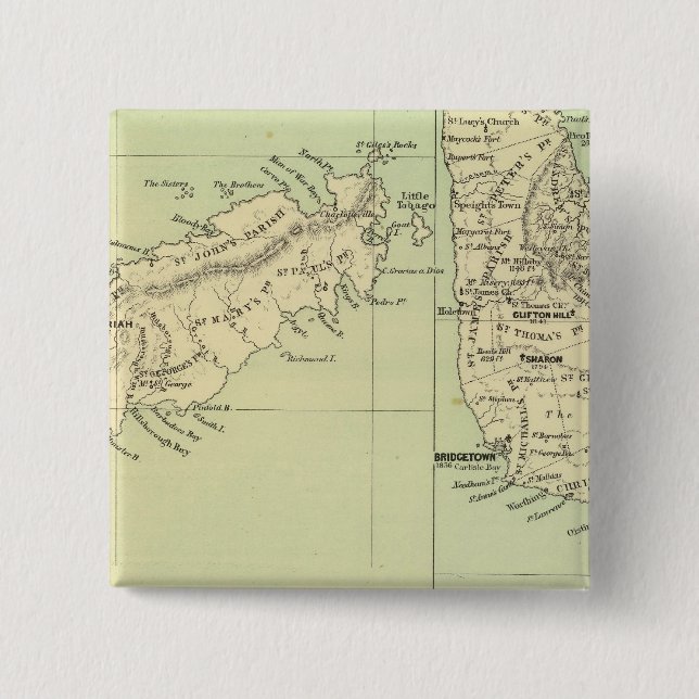 Tobago Barbados 2 Inch Square Button (Front)