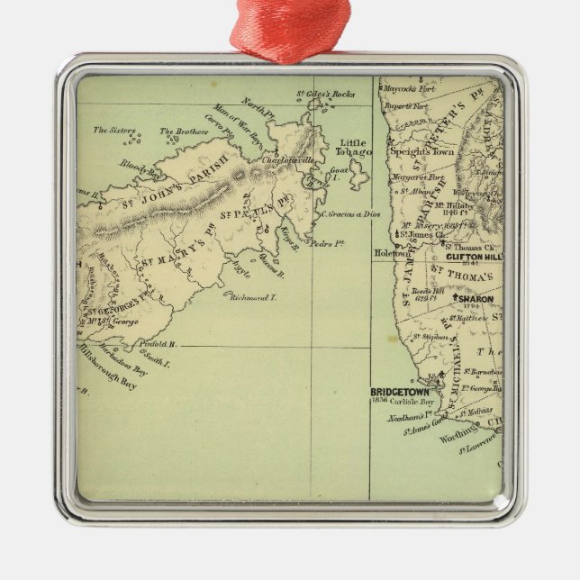 Tobago Barbados Metal Ornament (Front)