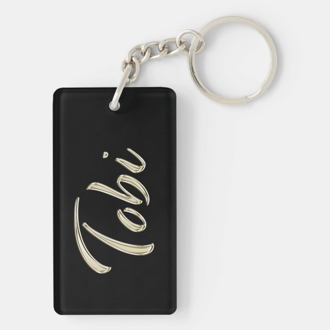 Tobi Name whitegold key trailer Keychain (Back)