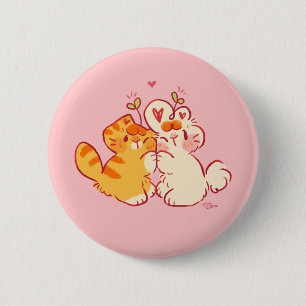Tobi & Tansy Hug - Cute Cat & Bunny 2 Inch Round Button
