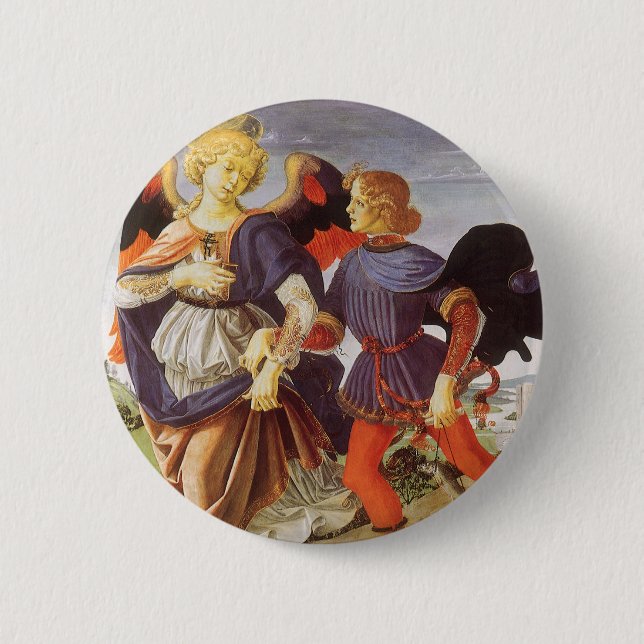 Tobias and the Angel by Andrea del Verrocchio 2 Inch Round Button (Front)
