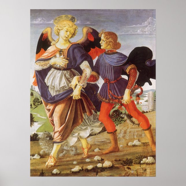 Tobias and the Angel by Andrea del Verrocchio Poster (Front)
