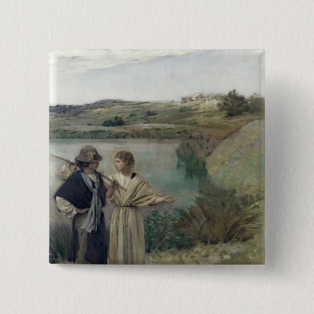 Tobias and the Archangel Raphael 2 Inch Square Button (Front)