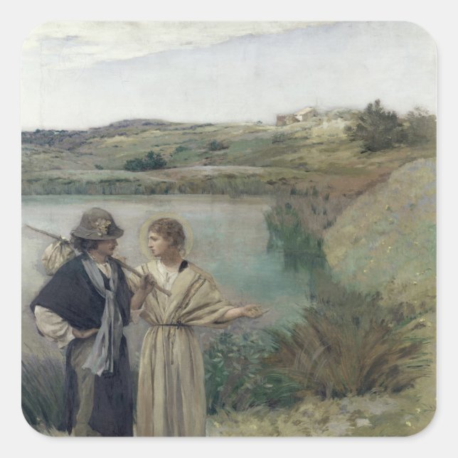 Tobias and the Archangel Raphael Square Sticker (Front)