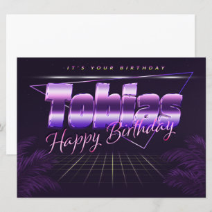 Tobias Name Vorname lila retro Karte Geburtstag Card