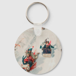"Tobogganing", Chromolithograph, Louis Prang & Co. Keychain