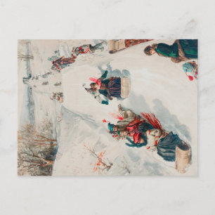 "Tobogganing", Chromolithograph, Louis Prang & Co. Postcard