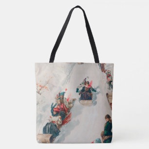 "Tobogganing", Chromolithograph, Louis Prang & Co. Tote Bag