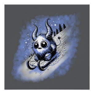 Tobogganing Monster Poster