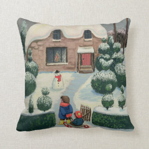 Tobogganing Throw Pillow