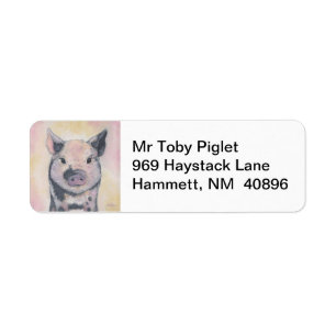 Toby l'étiquette de adresse de retour de porcelet