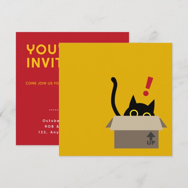 TOC TOC ! - Funny Chat House Invitation Card (Devant / Derrière)