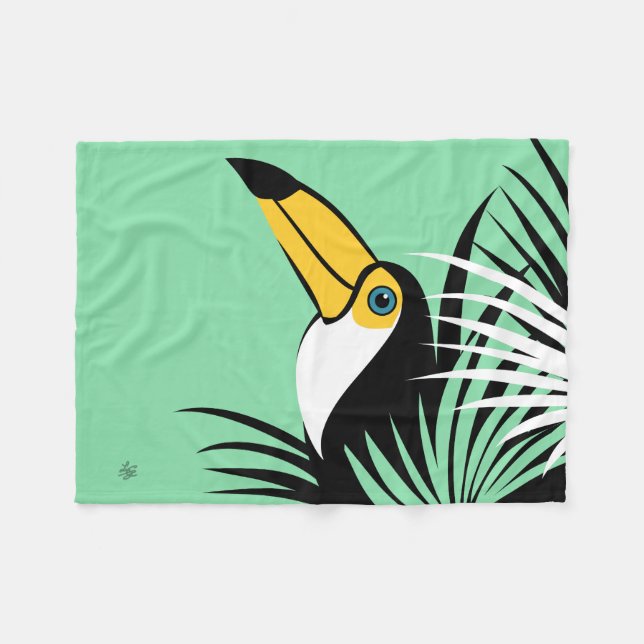 Toco Toucan Bird Fleece Blanket (Front (Horizontal))