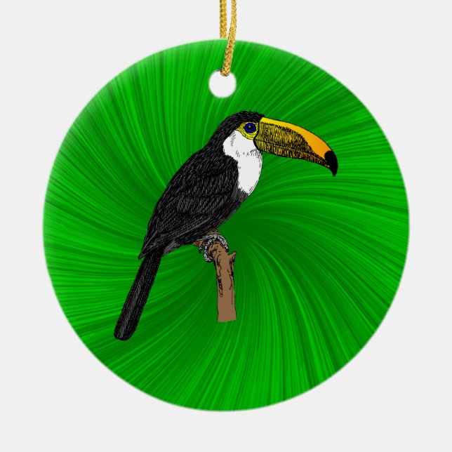 Toco Toucan Ceramic Ornament (Front)