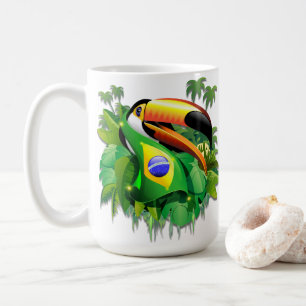 Toco Toucan with Brazil Flag  Coffee Mug