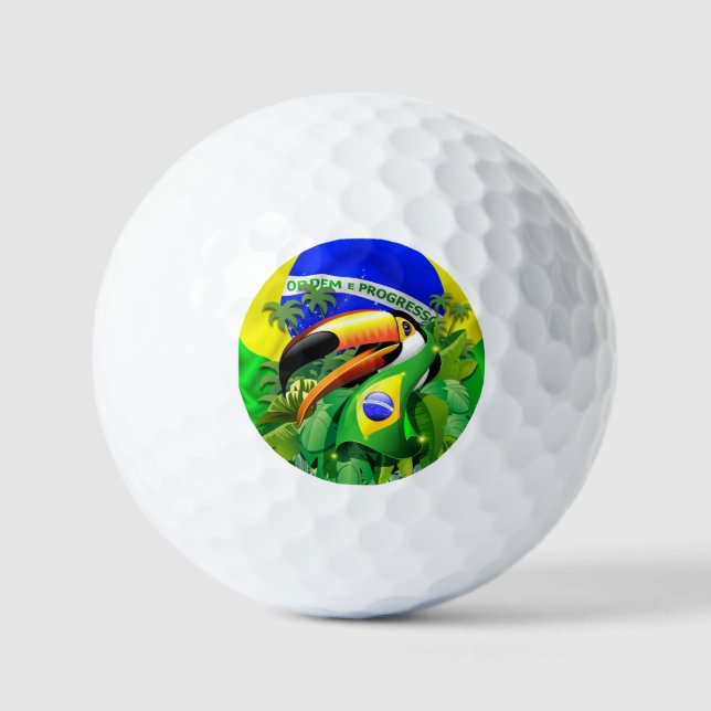 Toco Toucan with Brazil Flag  Golf Balls (Front)
