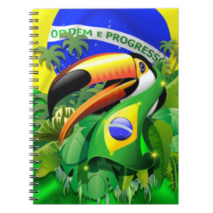 Toco Toucan with Brazil Flag Notebook