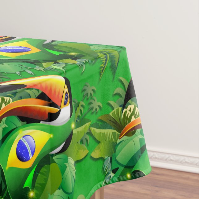 Toco Toucan with Brazil Flag  Tablecloth (In Situ)