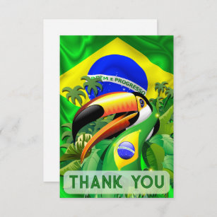 Toco Toucan with Brazil Flag Tie Thank You Card