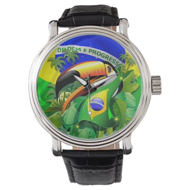 Toco Toucan with Brazil Flag  Watch (Front)