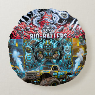TOCOCLAWS Bio-Armour Monster Truck - Toxic Skull Round Pillow