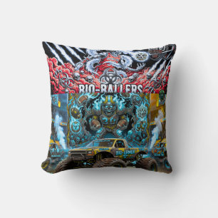 TOCOCLAWS Bio-Armour Monster Truck - Toxic Skull Throw Pillow