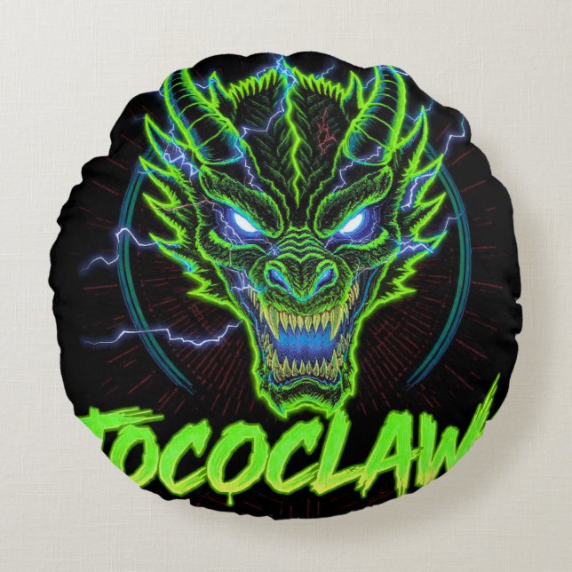 TOCOCLAWS Biohazard Skeleton: Radioactive Gas Mask Round Pillow (Front)