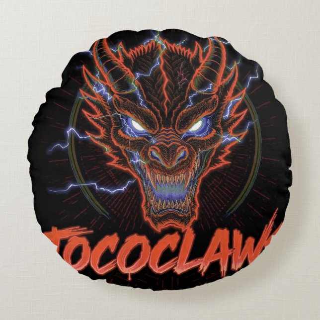 TOCOCLAWS Biohazard Skeleton: Radioactive Gas Mask Round Pillow (Front)
