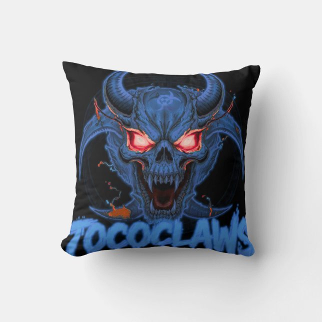 TOCOCLAWS Biohazard Skeleton: Radioactive Gas Mask Throw Pillow (Front)