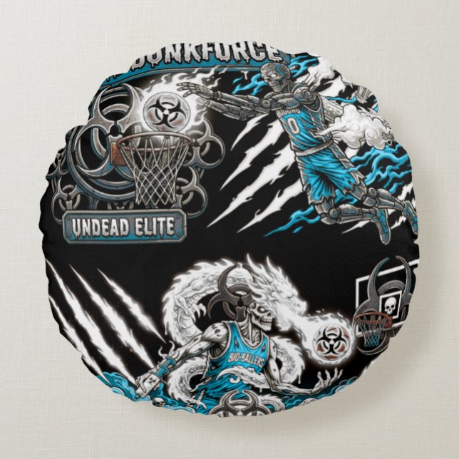 TOCOCLAWS Cyborg Dunkforce - Undead Elite Basketba Round Pillow (Front)