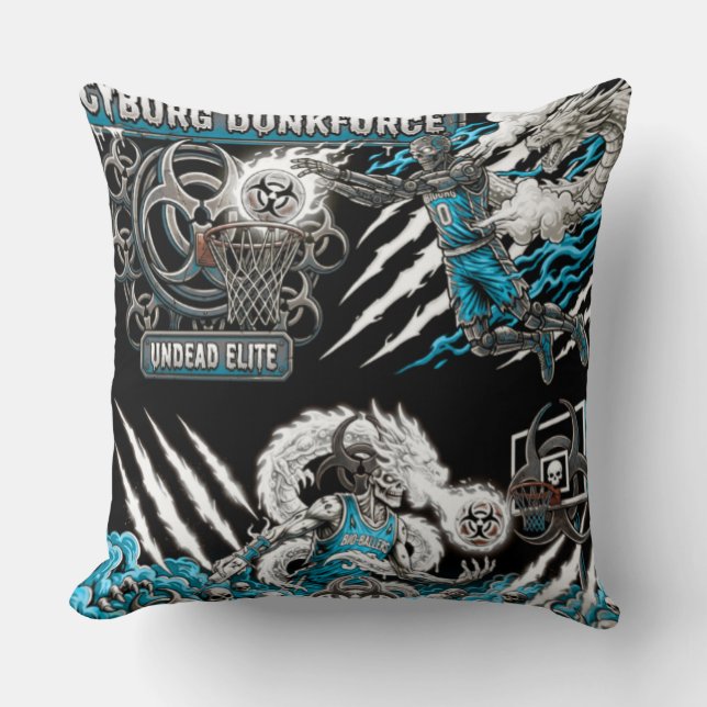 TOCOCLAWS Cyborg Dunkforce - Undead Elite Basketba Throw Pillow (Front)