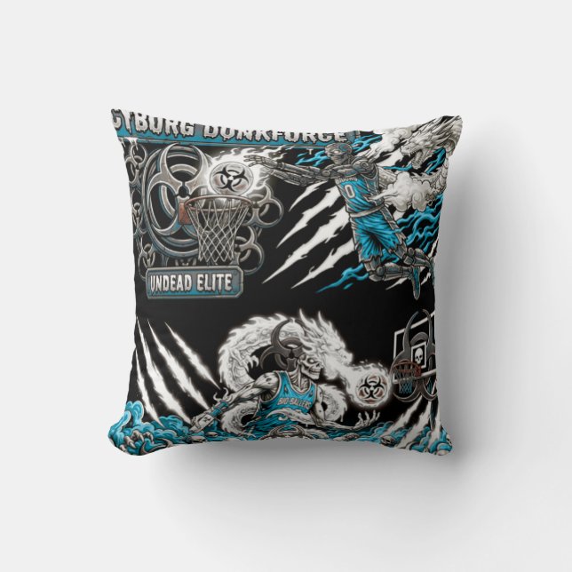 TOCOCLAWS Cyborg Dunkforce - Undead Elite Basketba Throw Pillow (Front)