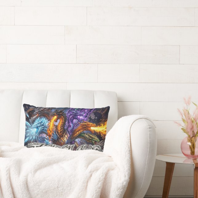 TOCOCLAWS Five-Headed Dragon & Neon Hypercar Mashu Lumbar Pillow (Couch)