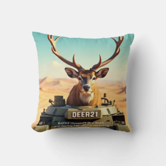 TOCOCLAWS Funny Hunting Humour: Deer In A Military Throw Pillow