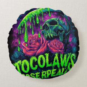 TOCOCLAWS Grim Reaper Skull Slime Rose Horror Round Pillow