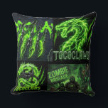 TOCOCLAWS Neon Green Electric Dragon - Million Gre Throw Pillow<br><div class="desc">The signature TOCOCLAWS dragon in high-voltage Million Green. Featuring electric neon lightning and sharp claw details. A bold, toxic-energy design perfect for tactical streetwear and dark fantasy fans.</div>