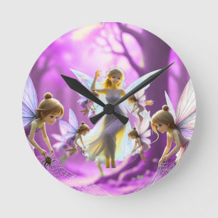 TOCOCLAWS Starlight Iridescent Fairy Fantasy Angel Round Clock
