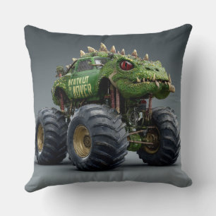 TOCOCLAWS Swamp Predator: Crocodile Monster Truck Throw Pillow