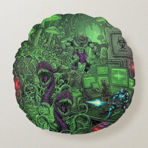 TOCOCLAWS Toxic Cavern Lab - Biohazard Monster Bat Round Pillow