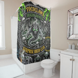 TOCOCLAWS Toxic Green Biker Club Pitbull Shower Cu