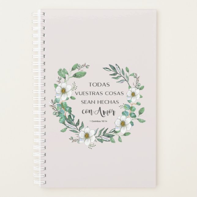 Todas vuestras cosas Spanish bible verse Planner (Front)
