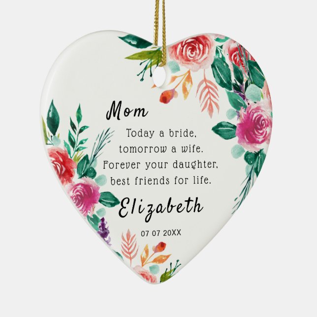 Today a bride Mother of the Bride Keepsake Heart Ceramic Ornament (Right)